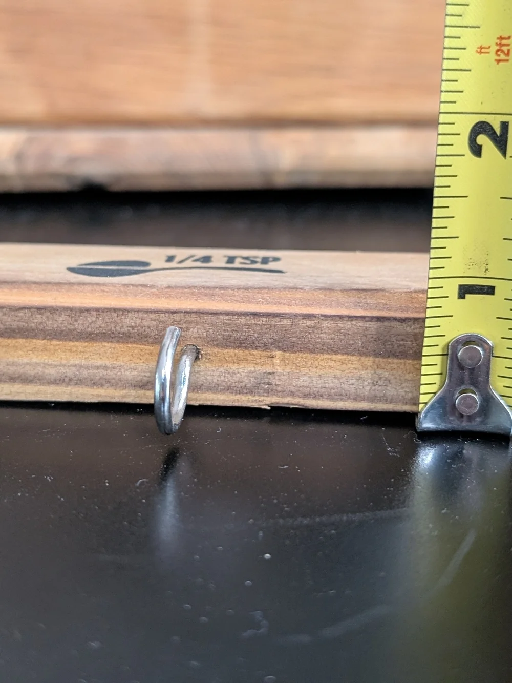 Wooden Kitchen Spoon Measurement Rack with Hooks - Natural Wood